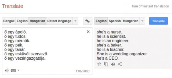 Google переводчик уличили в сексизме